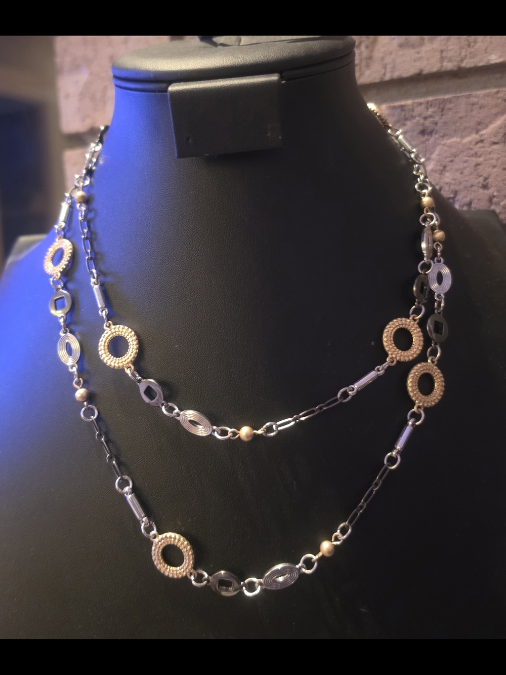 Lia Sophia Two-Tone Gold and Silver Layered Circle Necklace